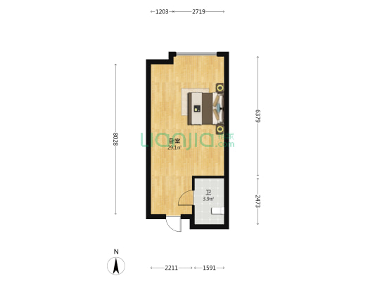 万象时代广场 1室0厅1卫 49平方