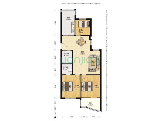 梅和景苑 3室1厅2卫 110平方