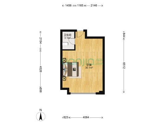 金科天宸五街区 1室0厅1卫 46平方