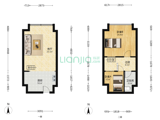中港银座 2室1厅1卫 47平方