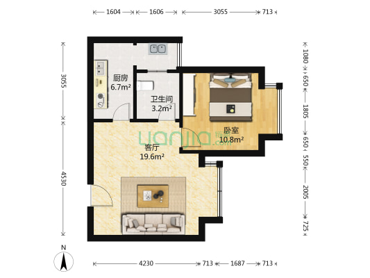 沙河上二期 1室1厅1卫 51平方
