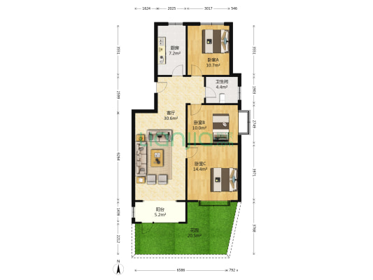 开元盛世 · 智园 3室1厅1卫 100平方