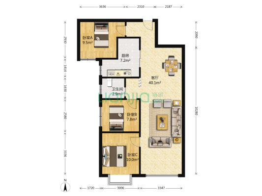 兰雅 · 星河湾 3室1厅1卫 112平方
