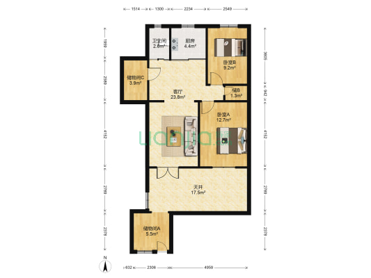 大池弄住宅 2室1厅1卫 69平方