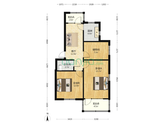 新丰新村 2室1厅1卫 74平方