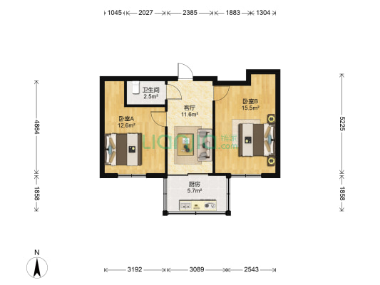 西仪一零一小区 2室1厅1卫 57平方