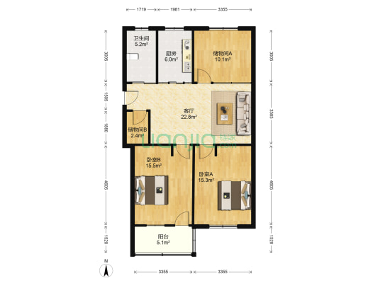 华昌家属宿舍 2室1厅1卫 94平方