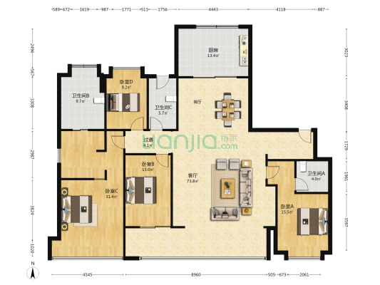 绿城东投凤鸣云翠 4室1厅3卫 228平方