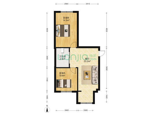 嘉惠红山郡 2室1厅1卫 77平方