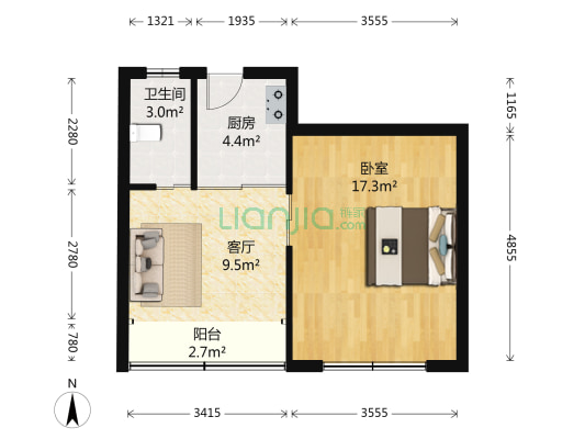 东一小区 1室1厅1卫 43平方