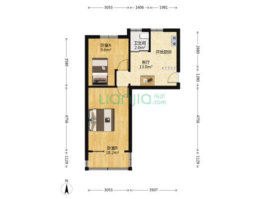 松木场社区 2室1厅1卫 53平方