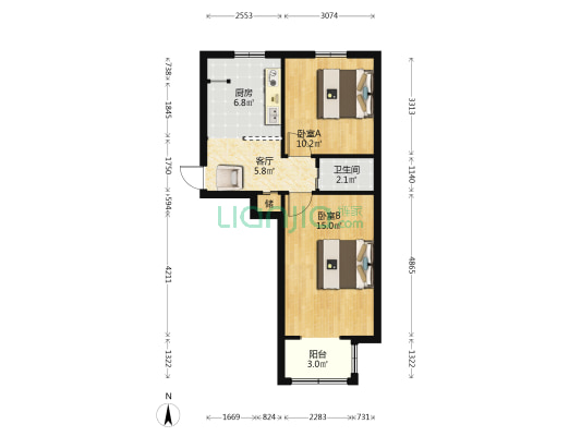 青城楼 2室1厅1卫 56平方