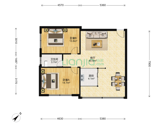 思贤东区 2室1厅1卫 85平方