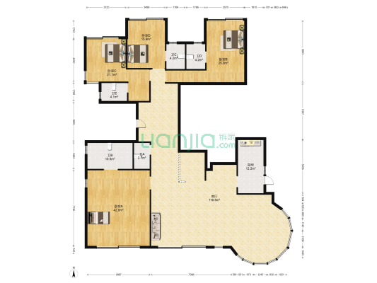 泷景一期 4室1厅5卫 657平方