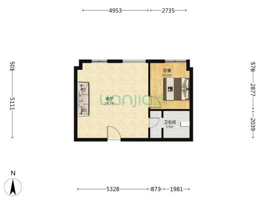 金花商业大厦 1室1厅1卫 67平方