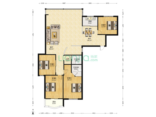 东方御苑 4室2厅2卫 189平方
