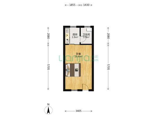 二轻宿舍 1室0厅1卫 38平方