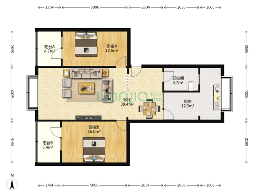 西固区政府公园路家属院 2室1厅1卫 117平方