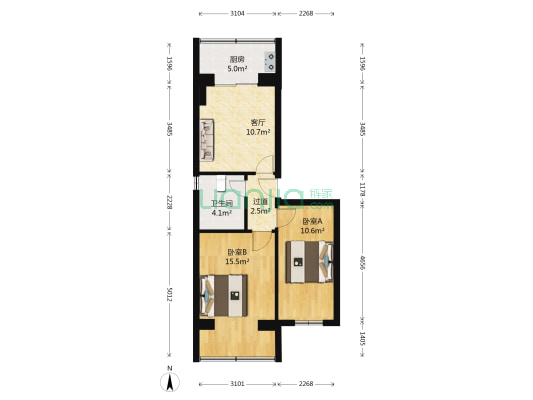 后三羊 2室1厅1卫 60平方