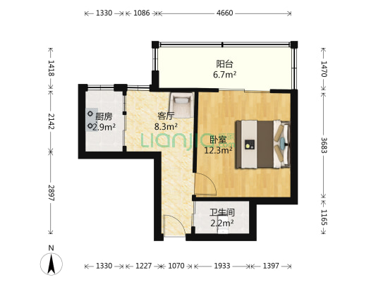 泰和苑 1室1厅1卫 48平方