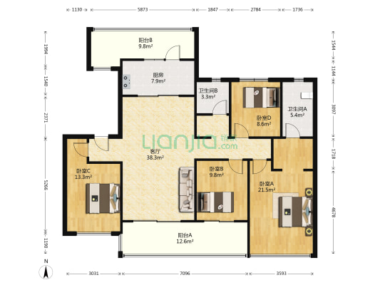 旭辉金科棠府 4室1厅2卫 143平方