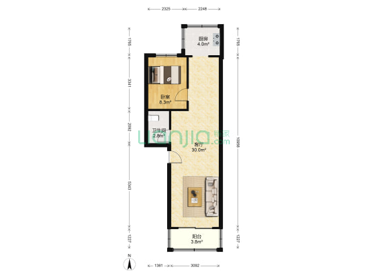金海小区 1室1厅1卫 67平方