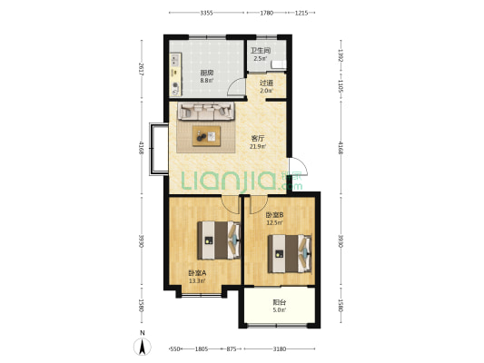 安益花园南区 2室1厅1卫 84平方
