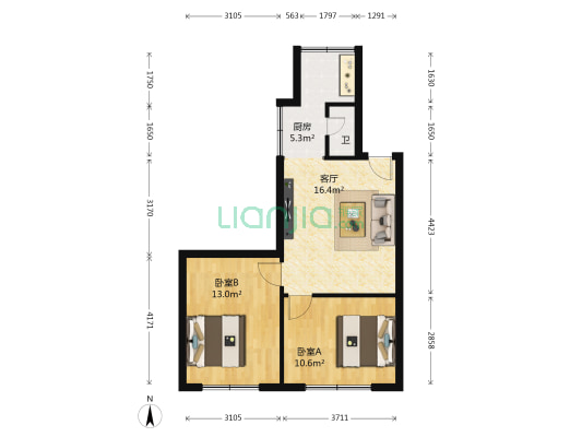 陵州路一段418号 2室1厅1卫 61平方