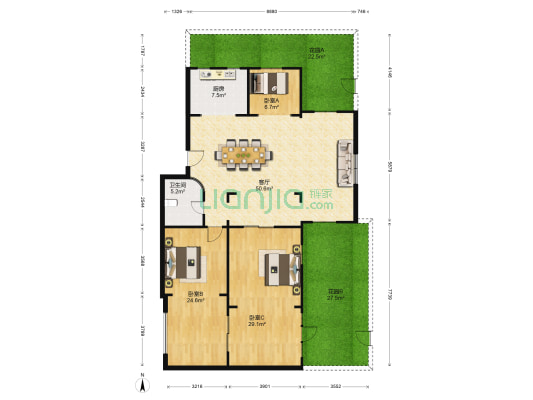 山居十六院 3室1厅1卫 117平方