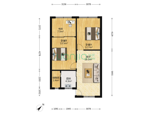 九架炉巷小区 3室1厅0卫 70平方