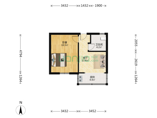 文云巷 1室1厅1卫 43平方