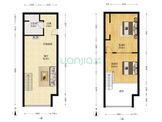 大悦城JOYPARK 2室1厅1卫 73平方