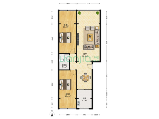 兰州大正物业公司综合楼 2室1厅1卫 115平方