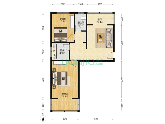 群康路50号 2室1厅1卫 80平方