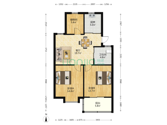 长汀弥勒三苑 2室1厅1卫 86平方