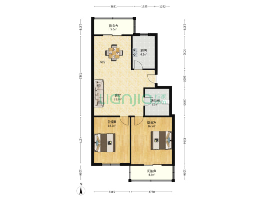 古田四路17号 2室1厅1卫 99平方