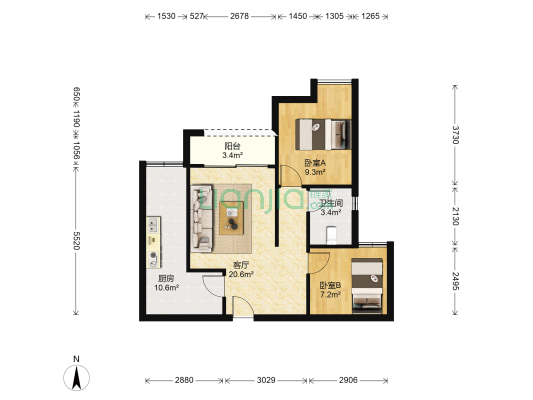 北城佳苑 2室1厅1卫 64平方