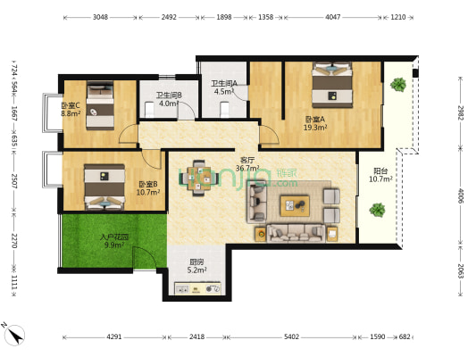 滨江海岸·领海（二期） 3室1厅2卫 131平方