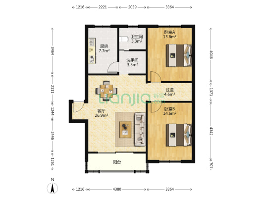 紫堤苑 2室1厅2卫 94平方