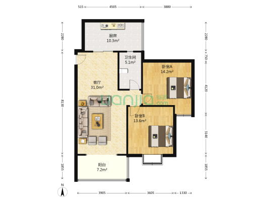 锦都四期 2室1厅1卫 89平方