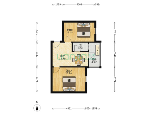 胜昌小区 2室1厅1卫 56平方