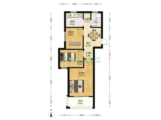 三堡家园南区 3室1厅1卫 71平方