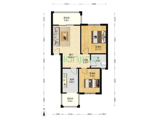 龙王渡小区一期 2室1厅1卫 75平方