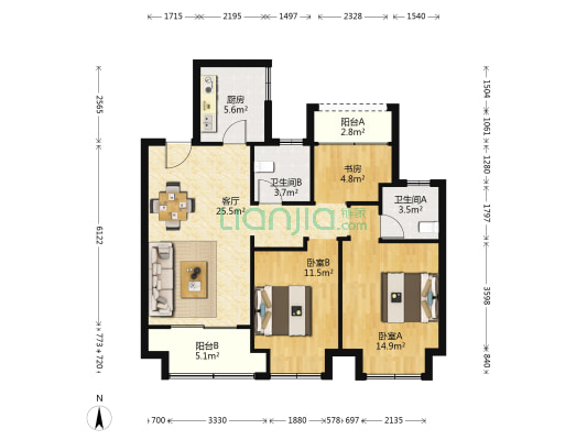 建发泱誉（太仓） 3室1厅2卫 108平方