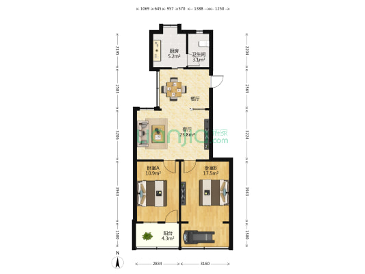 一纬路39号 2室1厅1卫 79平方