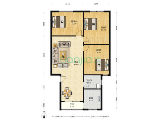 峨电能源小区 3室1厅1卫 125平方