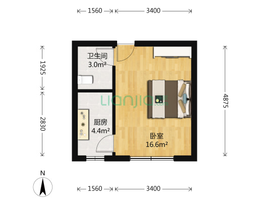 卓达太阳城青年之都 1室0厅1卫 38平方