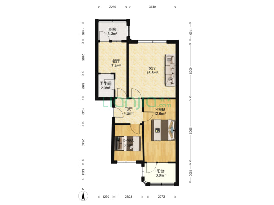 满五唯一税费低，南北通透，无公摊-户型图