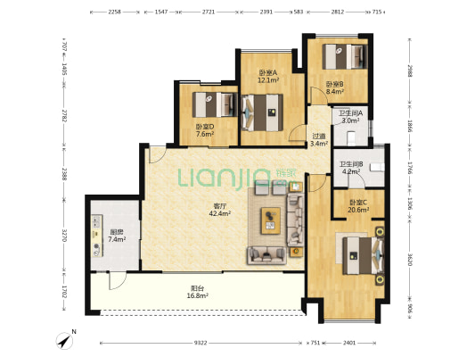 博琅瀚庭M31 4室1厅2卫 153平方