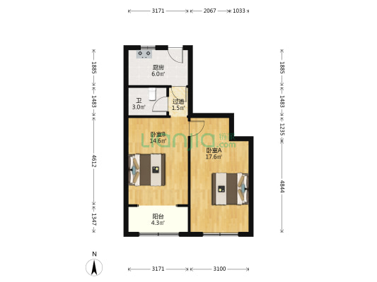 院东大楼 2室0厅1卫 67平方